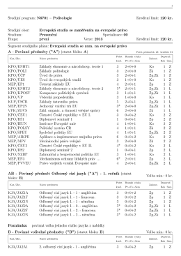 Evropsk&aacute; studia se zaměřen&iacute;m na evropsk&eacute; pr&aacute;vo