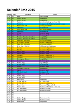 Kalendář BMX 2015 - Bikros Club Řepy