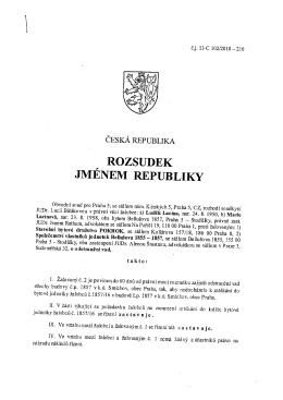 , ROZSUDEK JMENEM REPUBLIKY - SVJ Bellušova 1855-1857