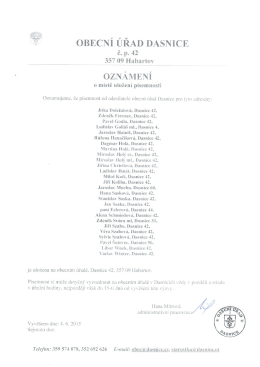 Hromadn&eacute; ozn&aacute;men&iacute; na uložen&iacute; p&iacute;semnost&iacute;