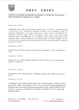 Usnesení ze zasedání zastupitelstva dne 30.12.2015