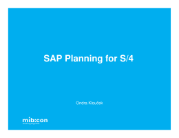 SAP Planning for S/4