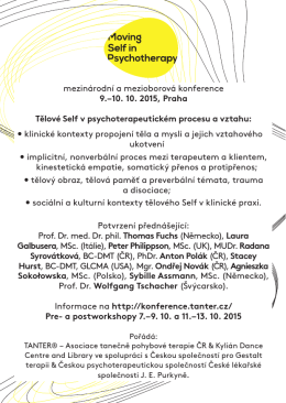 10. 10. 2015, Praha Tělové Self v psychoterapeutickém procesu a