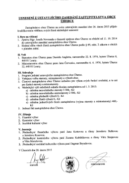 Usnesení z ustavujícího zasedání zast. obce ze dne 26.2.2015