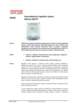 UB100 Komunikativní regulátor topení, BACnet MS/TP