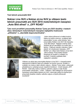 Nokian Line SUV a Nokian zLine SUV je vítězem testů letních