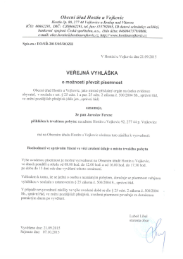 Veřejná vyhláška o možnosti převzít písemnost