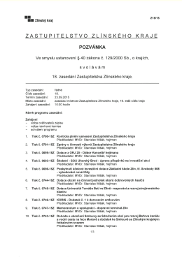 Pozvánka na 18. zasedání Zastupitelstva ZK