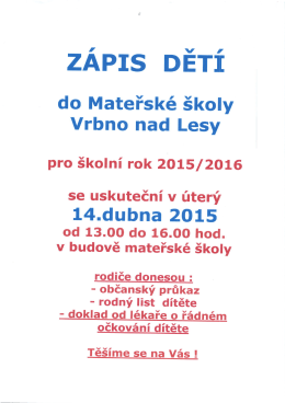 ZÁPIS DĚTÍ - Vrbno nad lesy