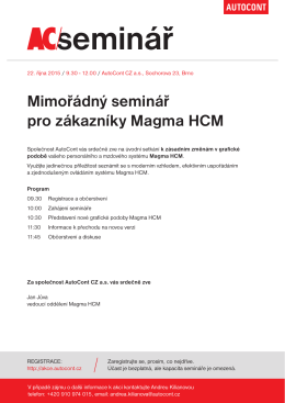 Mimořádný seminář pro zákazníky Magma HCM