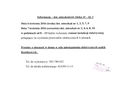Page 1 Informacja = dot. mieszkańc&oacute;w bloku 41 = kl. 1 Dnia 6