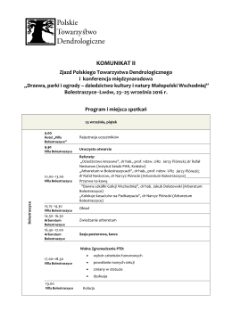 Zjazd PTD 2016 &ndash; Komunikat 1 - Polskie Towarzystwo Dendrologiczne