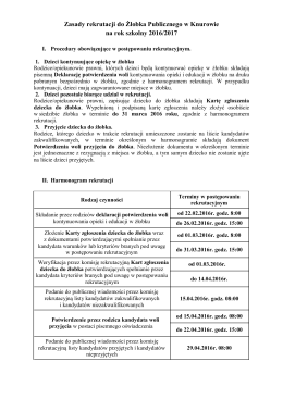 Zasady rekrutacji do Żłobka Publicznego w Knurowie na rok szkolny