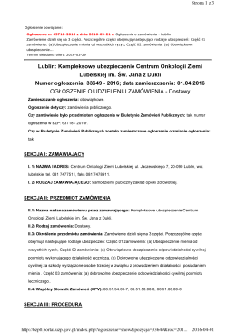Lublin: Kompleksowe ubezpieczenie Centrum Onkologii Ziemi