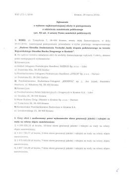 Page 1 WAT-272-1/2016 Krosno, 29 marca 2016r. Ogłoszenie o