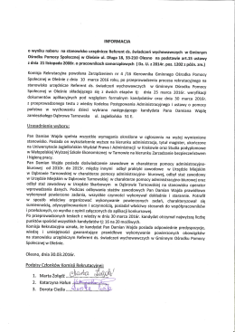 Wyniki naboru na stanowisko urzędnicze