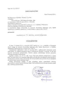 Ogłoszenie w sprawie I Co 1225/15