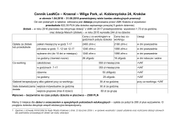 Cennik LeaNCe – Krasnal – Wilga Park, ul. Kobierzyńska 24, Kraków