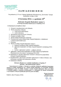 Zebranie Zespołu Budynk&oacute;w nr I