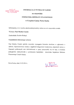 Page 1 VVCO_JT INFORMACJA O WYNIKACH NABORU GMINY