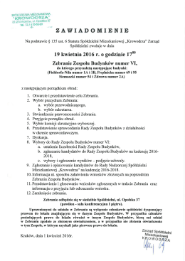 Zebranie Zespołu Budynków nr VI