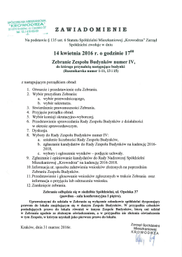 Zebranie Zespołu Budynk&oacute;w nr IV
