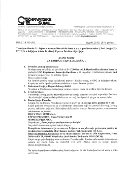 1.JAVNI POZIV ZA PRODAJU TRAVE ZA KOSNJU