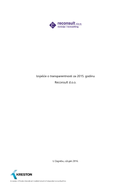 Izvješće o transparentnosti za 2015. godinu Reconsult d.o.o.