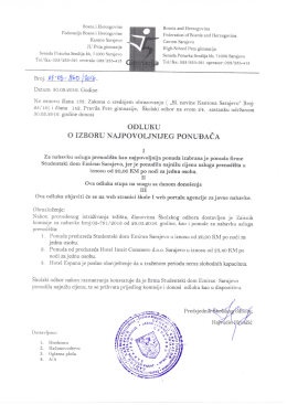 Odluku o izboru najpovoljnijeg ponuđača za