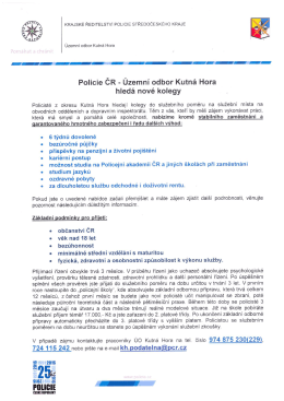 Policie ČR - Územní odbor Kutná Hora hledá nové kolegy
