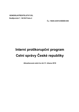 Interní protikorupční program Celní správy České republiky