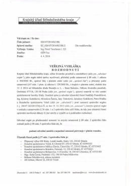 Veřejná vyhláška KÚ - Rozhodnutí´Honitba Sluhy