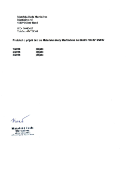 protokol o přijetí dětí do MŠ Martiněves na školní rok 2016/2017