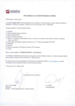 Pozvánka na výroční členskou schůzi