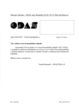 Změna svozu komunálního odpadu