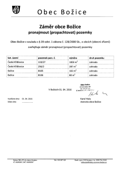 Záměr propachtovat pozemky