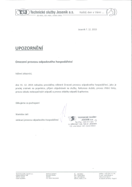 omezení provozu dne 31.12.2015