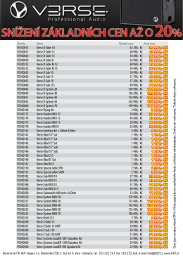 Zkratka N&aacute;zev Původn&iacute; cena Nov&aacute; cena VE100015 - VERSE