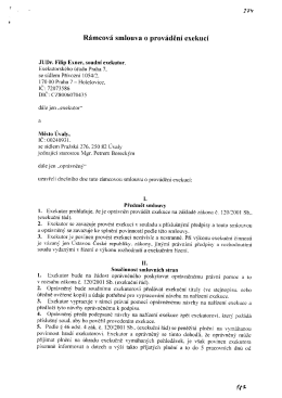 R&aacute;mcov&aacute; smlouva 0 prov&aacute;děn&iacute; exekuc&iacute;