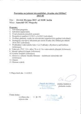 Pozvánka na jednání Shromáždění „Svazku obcí Drlzná“