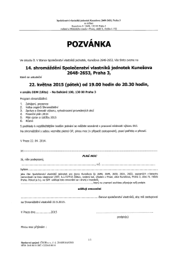 POZV&Aacute;NKA - SVJ Kune&scaron;ova