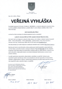 Veřejná vyhláška - návrh územního plánu Čížová