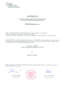 Registrace pojišťovacího makléře u ČNB