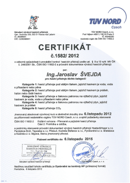 Certifik&aacute;t o odborn&eacute; způsobilosti k prov&aacute;děn&iacute; kontrol ručn&iacute;ch has&iacute;c&iacute;h