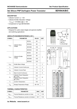 isc Silicon PNP Darlington Power Transistor BDV64/A/B/C