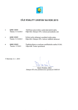 cíle společnosti UNISTAV 2015