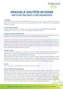 PRAVIDLA SOUTĚŽE MYZONE - Balance Club Brumlovka