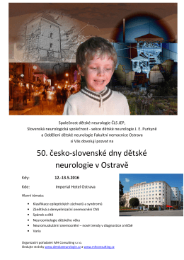 50. česko-slovenské dny dětské neurologie v Ostravě
