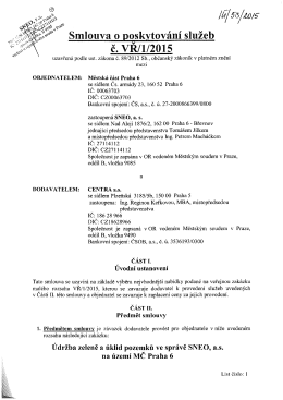 Slouva o poskytování služeb ě. VR/1/2015