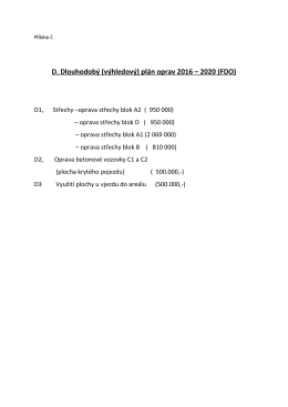 D. Dlouhodobý (výhledový) plán oprav 2016 – 2020 (FDO)